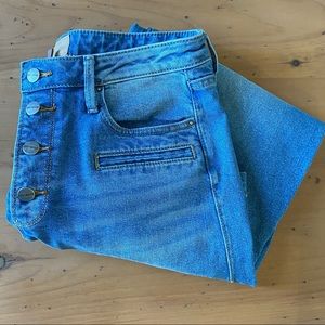 DRIFTWOOD Charlee Cropped Flare Jean Light Wash Exposed Button Fly Size 29